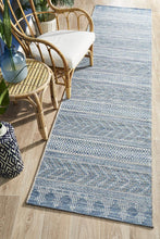 Paris Indoor Outdoor Tribal Blue Runner Rug