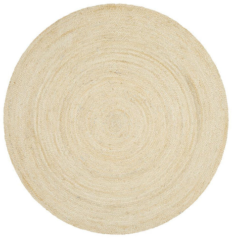 Costa Oro Round Jute Natural Bleach Rug