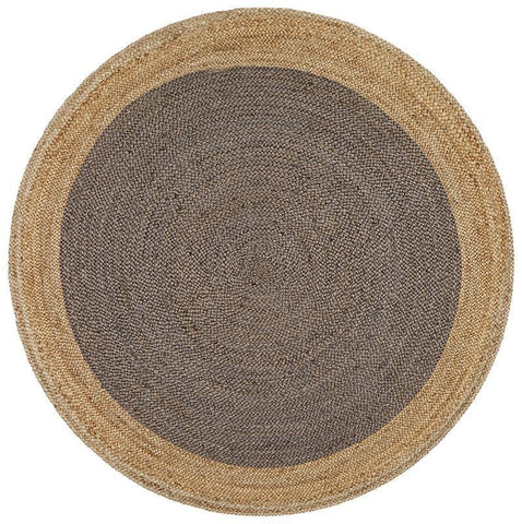 Costa Oro Charcoal Round Jute Rug