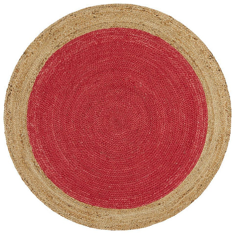 Costa Oro Round Jute Cherry Rug