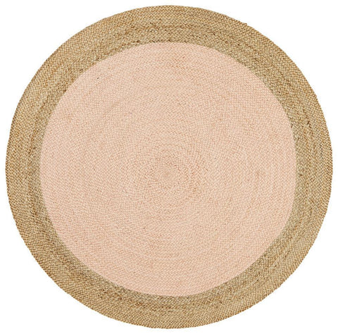 Costa Oro Round Jute Pink Rug
