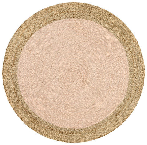 Costa Oro Round Jute Pink Rug