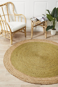 Costa Oro Round Jute Sage Rug