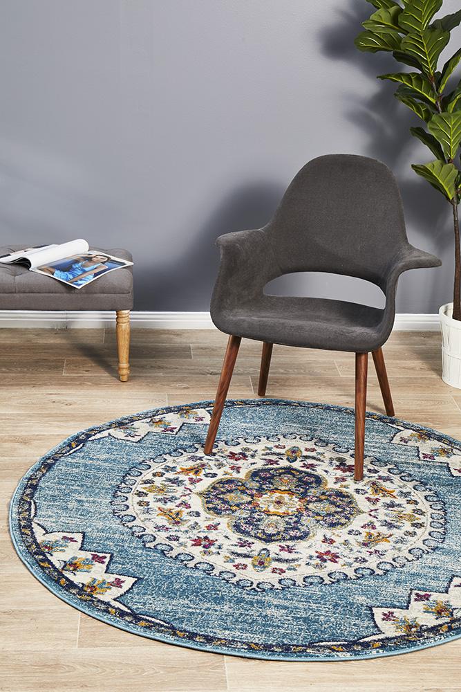 Kirra Blue Round Rug