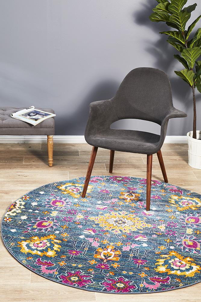 Kirra Blue Round Rug