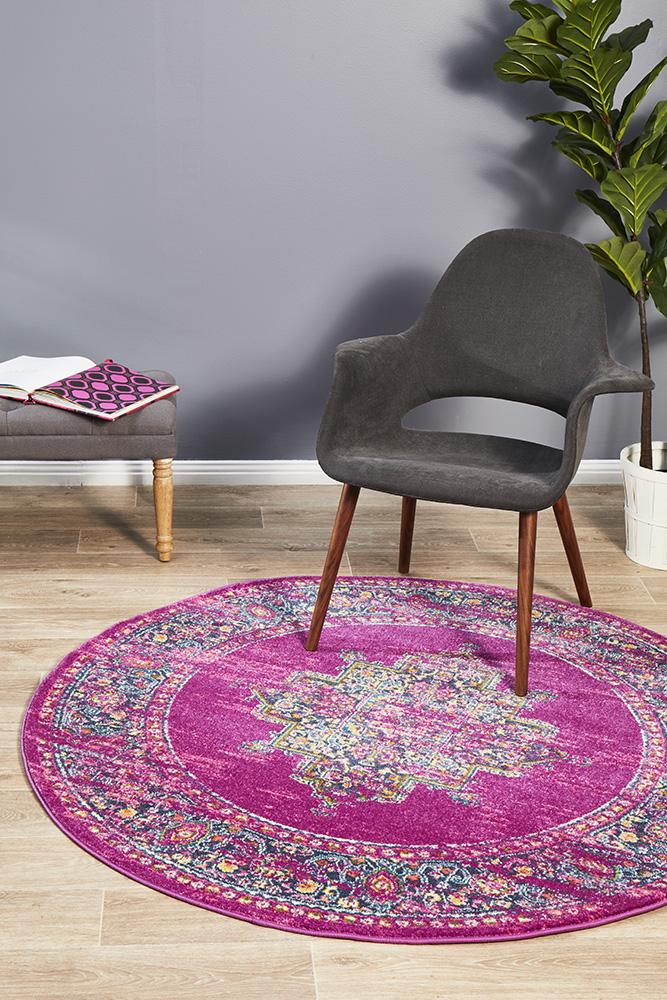 Kirra Fuchsia Round Rug