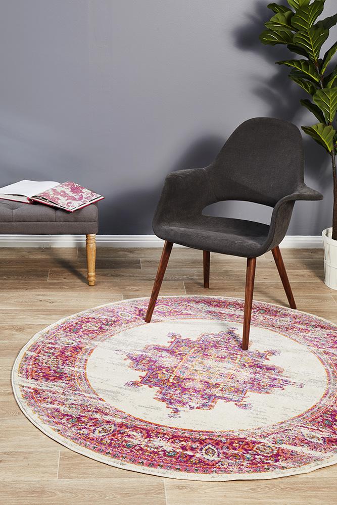 Kirra Pink Round Rug