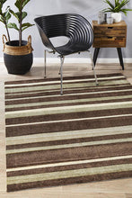 Ibiza Stylish Stripe Brown Beige Rug