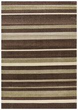 Ibiza Stylish Stripe Brown Beige Rug