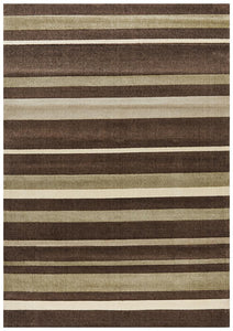 Ibiza Stylish Stripe Brown Beige Rug