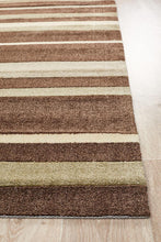 Ibiza Stylish Stripe Brown Beige Rug