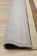 Ibiza Stylish Stripe Brown Beige Rug