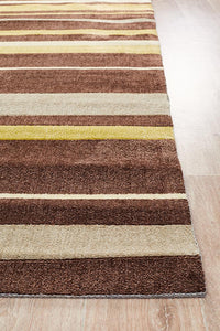 Ibiza Stylish Stripe Brown Green Rug