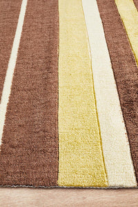 Ibiza Stylish Stripe Brown Green Rug