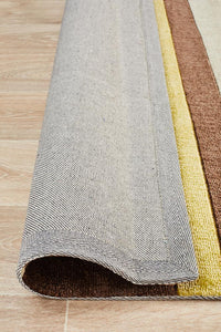 Ibiza Stylish Stripe Brown Green Rug