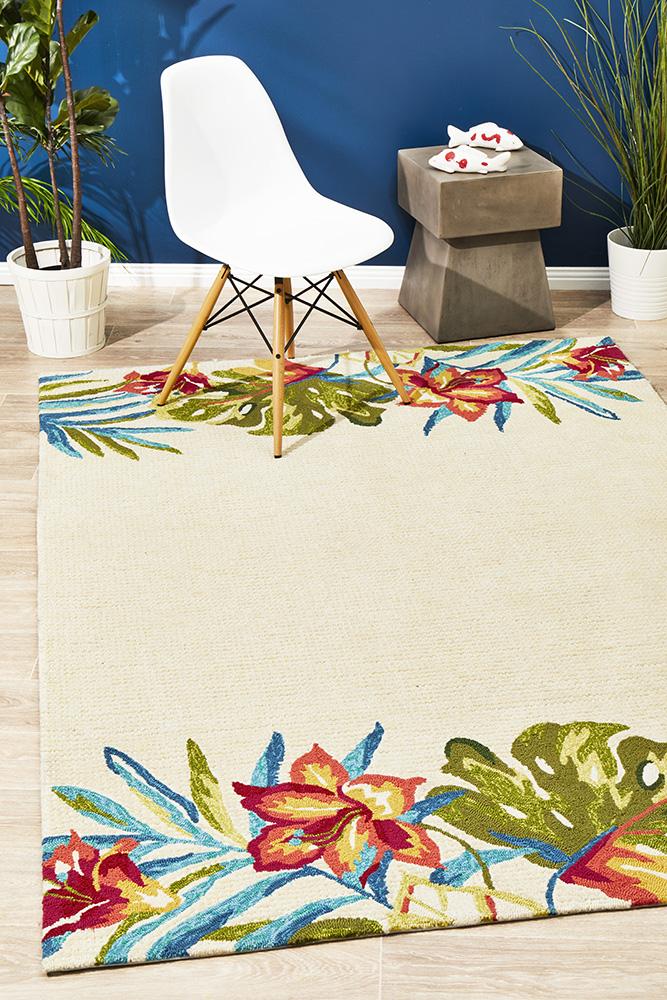 Rio Janeiro Floral Indoor Outdoor Cream Rug