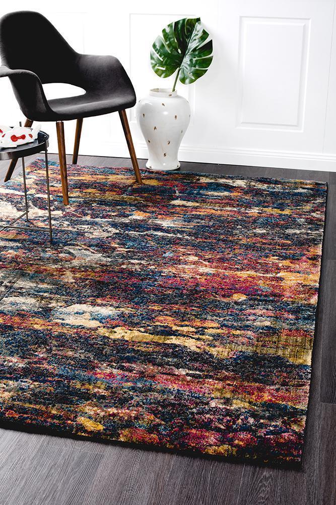 Dreamscape Splash Modern Midnight Rug