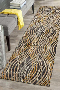 Dreamscape Flurry Modern Charcoal Runner Rug