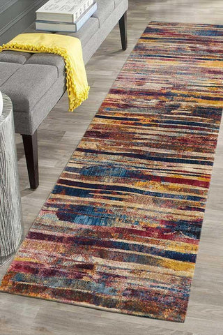 Dreamscape Strokes Modern Raspberry Runner Rug