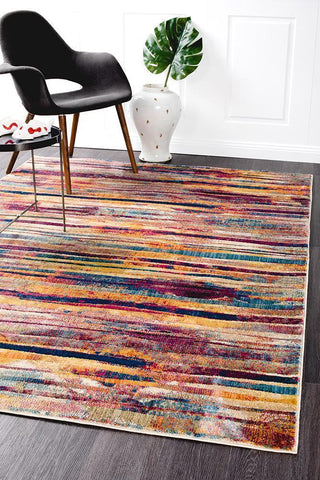 Dreamscape Strokes Modern Raspberry Rug