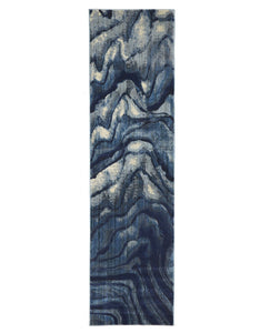 Dreamscape Waves Modern Indigo Runner Rug