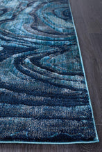 Dreamscape Waves Modern Indigo Rug