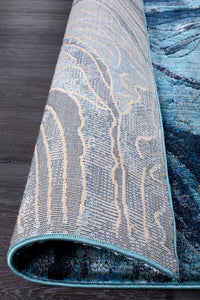 Dreamscape Waves Modern Indigo Runner Rug