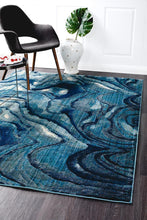 Dreamscape Waves Modern Indigo Rug