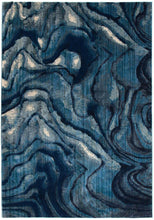 Dreamscape Waves Modern Indigo Rug