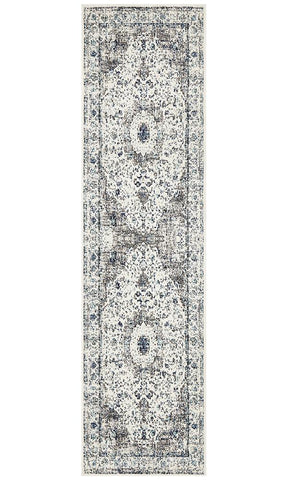 Aurora Mist White Transitional Runner Rug
