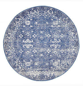 Evoke Oasis Navy Transitional Round Rug