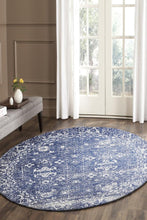 Evoke Oasis Navy Transitional Round Rug