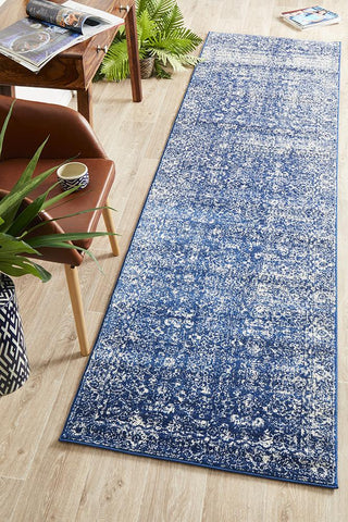 Aurora Boho Navy Transitional Runner Rug