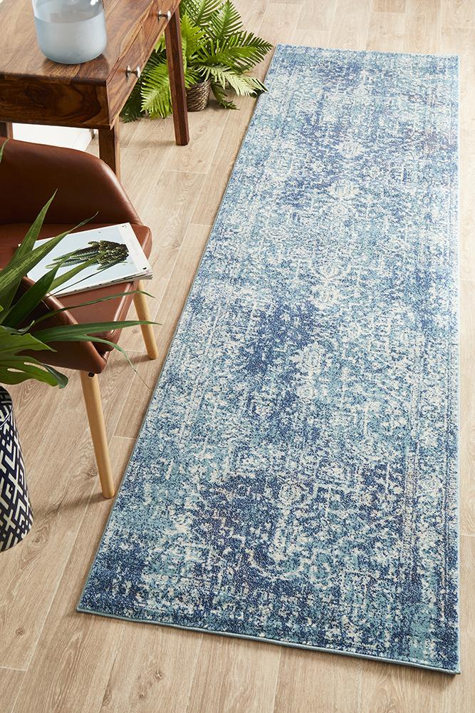 Aurora Muse Blue Transitional Runner Rug