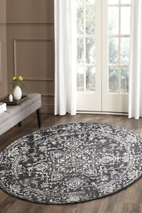 Evoke Scape Charcoal Transitional Round Rug