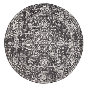 Evoke Scape Charcoal Transitional Round Rug