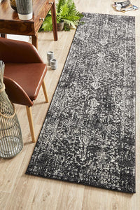 Aurora Scape Charcoal Transitional Runner Rug