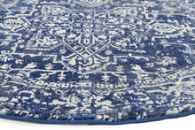 Evoke Contrast Navy Transitional Round Rug