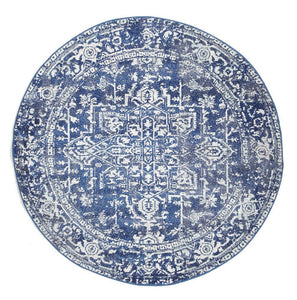 Evoke Contrast Navy Transitional Round Rug