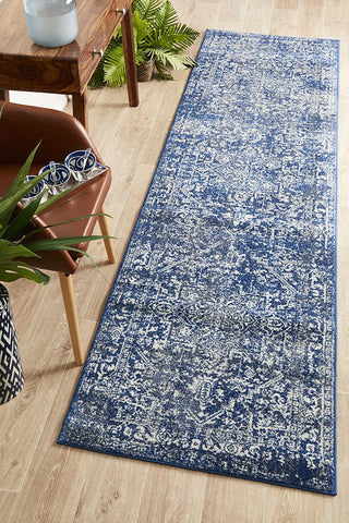 Aurora Contrast Navy Transitional Runner Rug