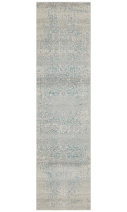 Aurora Glacier White Blue Transitional Runner Rug