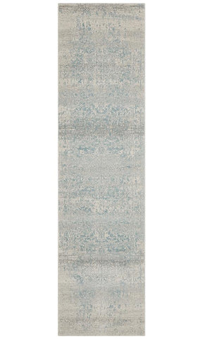 Aurora Glacier White Blue Transitional Runner Rug