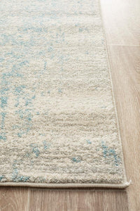 Aurora Glacier White Blue Transitional Runner Rug