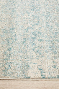 Aurora Glacier White Blue Transitional Runner Rug