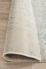 Aurora Glacier White Blue Transitional Runner Rug