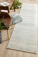 Aurora Glacier White Blue Transitional Runner Rug