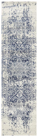 Aurora Horizon White Navy Transitional Runner Rug