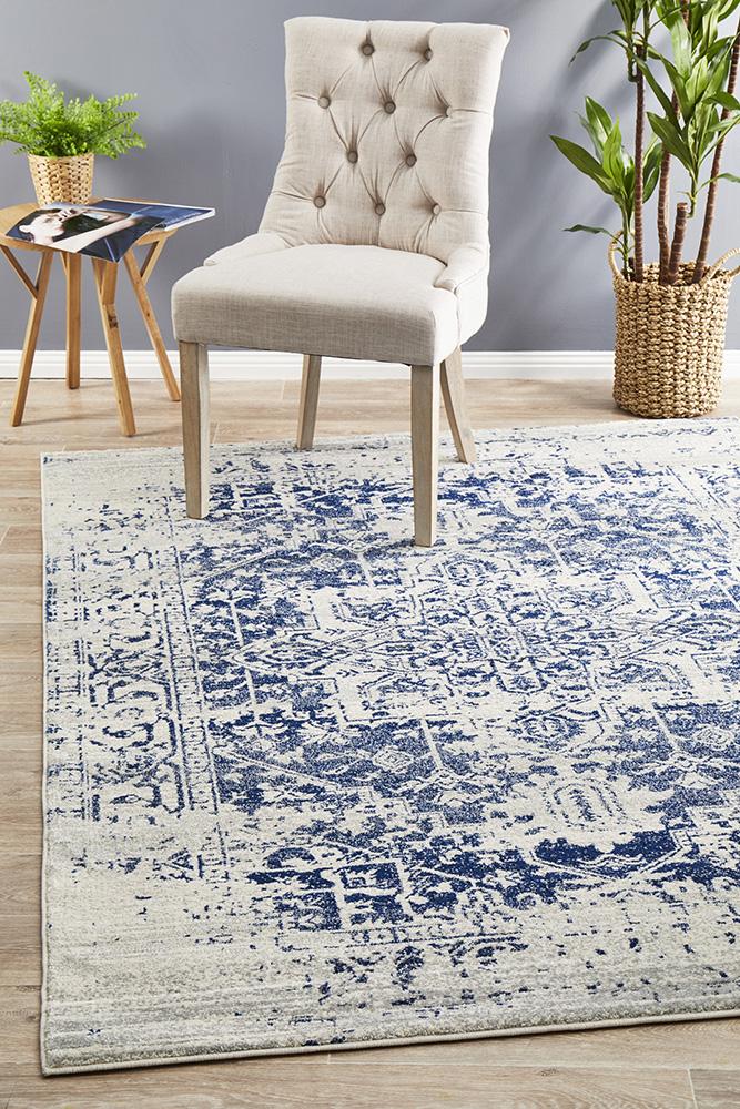 Aurora Horizon White Navy Transitional Rug