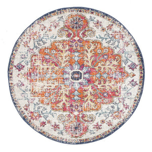 Evoke Carnival White Transitional Round Rug