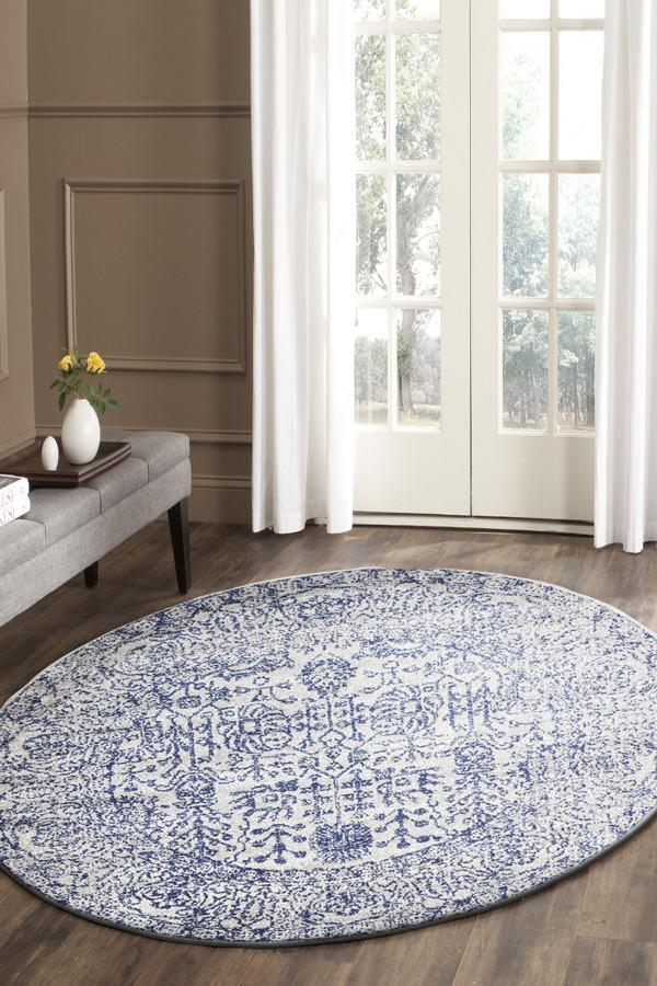 Evoke Frost Blue Transitional Round Rug